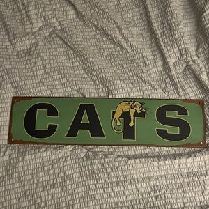 Vintage Metal Green Cat Sign